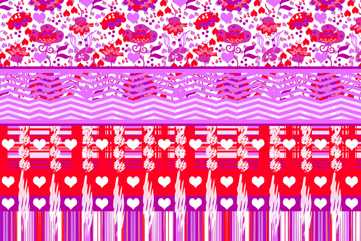 Patchwork Hearts and Florals Pinks, a Pattern Graphic by Sharon Schwalbe (Photo 1 of 2)