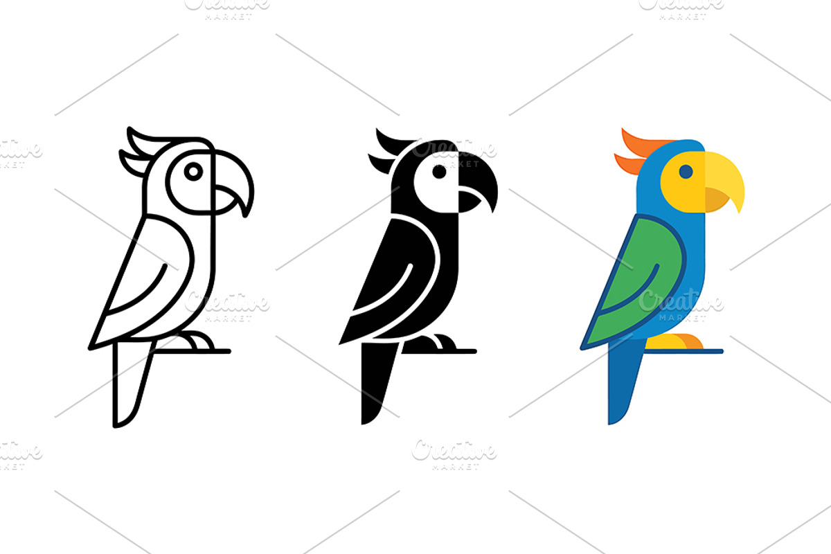 Colorful Parrot Vector Design, a Solid Icon by Artonix (Photo 2 of 2)