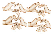 Family Hands 1-4 Kids Holding Hands, a Decorative Illustration by EkaterinaViArt (Thumbnail 3 of 3)