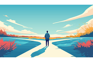 Man choosing path. Cartoon life, a Person Illustration by Stock-Smart-Start