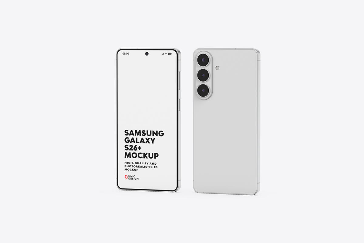 Samsung Galaxy S26+ Phone Mockup, an Android Mockup by UnicDesign (Photo 9 of 11)