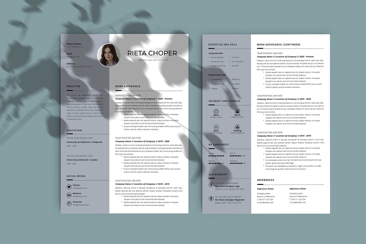 Resume Template / CV, a Resume Template by Peunayah (Photo 2 of 8)
