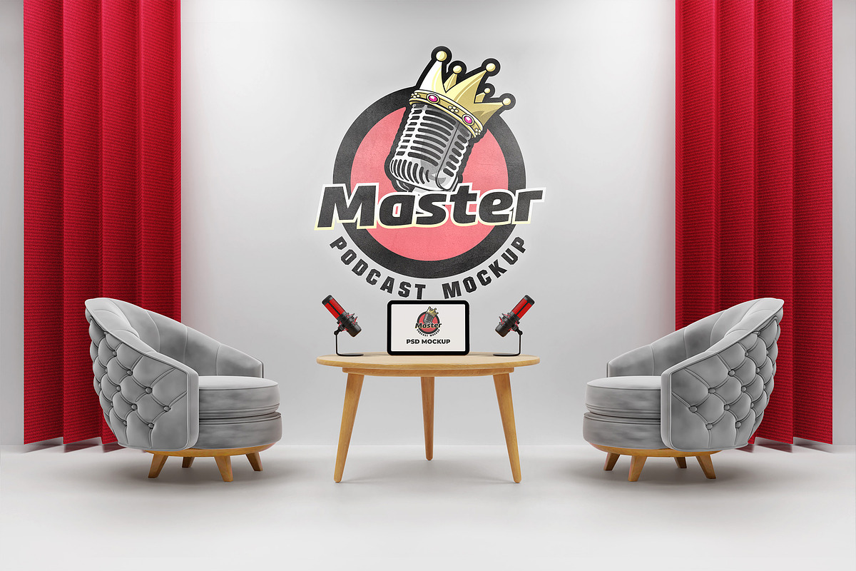Podcast Room - Wall Mockups, an Advertising Mockup by Artlogs x Modaldesain (Photo 1 of 2)