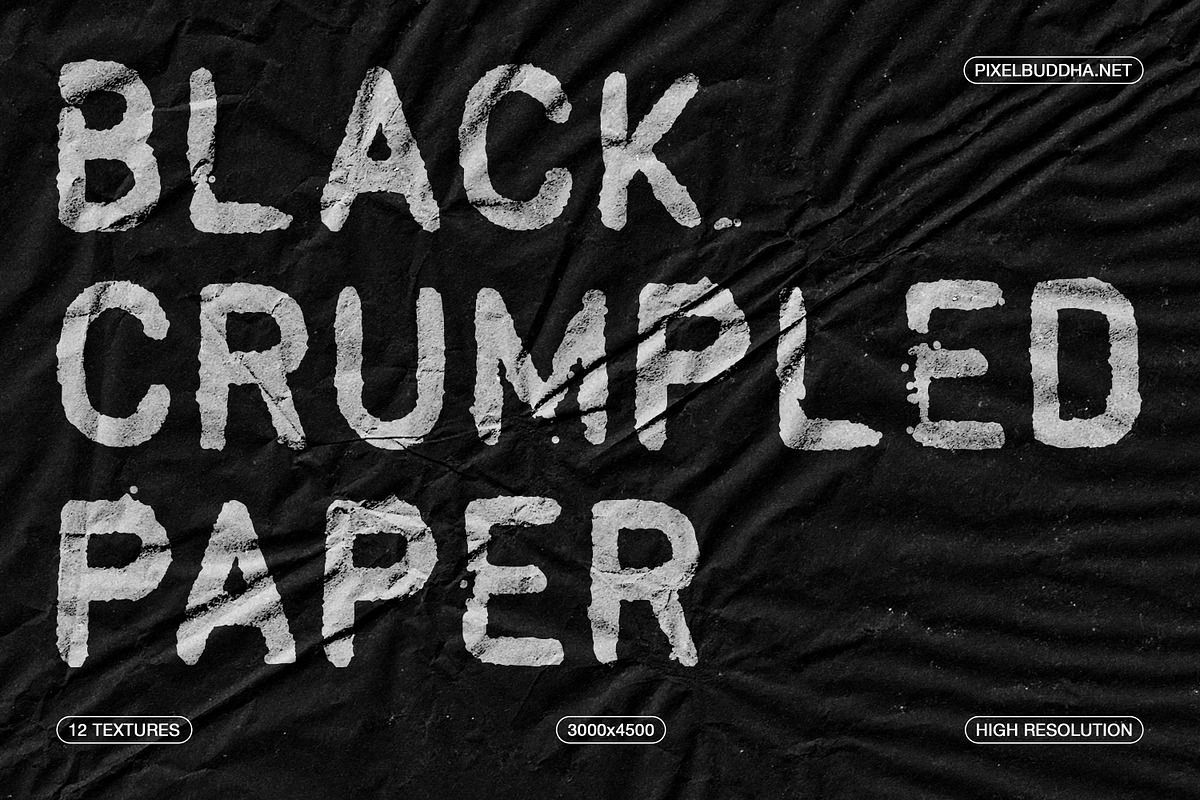 Black Crumpled Paper Textures, a Texture Graphic by pixelbuddha.net (Photo 1 of 7)