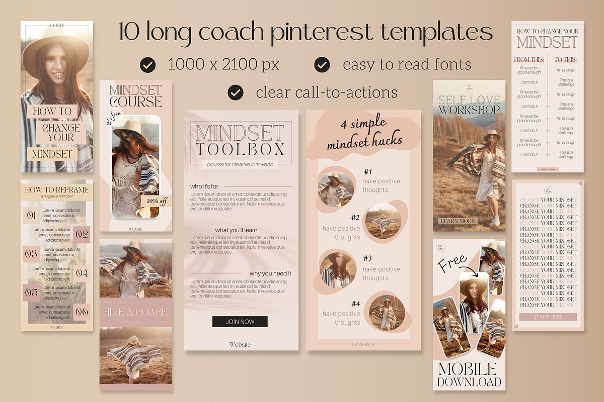 Coaching Canva Pinterest Templates, a Social Media Template by Made by Melody (Photo 3 of 8)