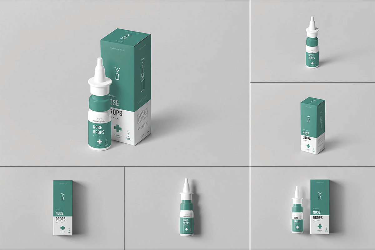 Nose Drops Mockup, a Packaging Mockup by DesignRushMarket (Photo 1 of 9)