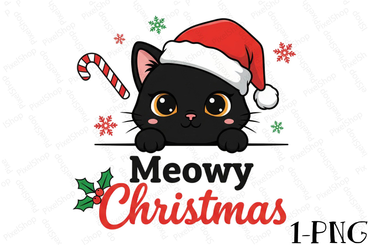Meowy Christmas Png, Christmas Cat P, an Illustration by DreamPrint404 (Photo 1 of 7)