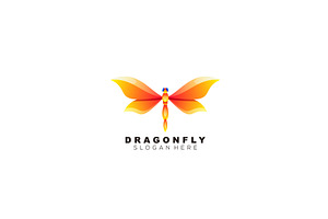 Dragonfly Logo Colorful Design Templ