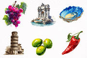Italian Summer Clipart, an Illustration by DreamArtGraphic (Thumbnail 3 of 8)