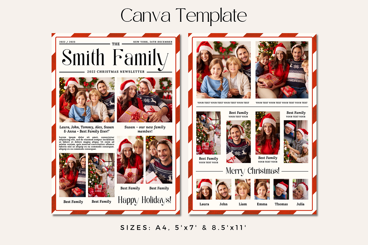 Christmas Newsletter Canva Template, a Stationery Template by SarenkaDesignShop (Photo 2 of 5)