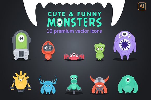 10 adorable & vector monsters! preview 3