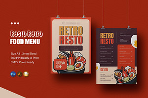 Resto Retro Menu, a Print Template by Esensifiksi.studio