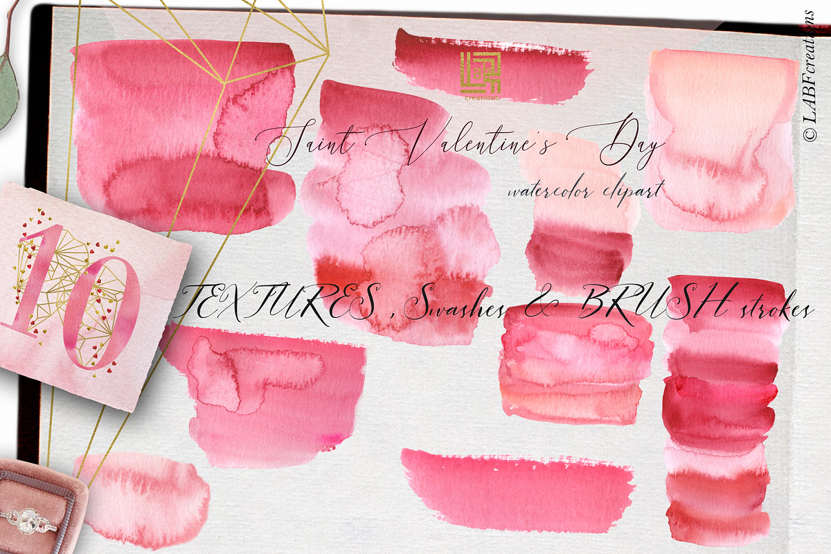 Saint Valentine's Day watercolor kit, a Texture Illustration by LABFcreations (Photo 13 of 13)