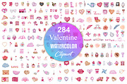 Valentine Watercolor Clipart Bundle, a Decorative Illustration by Digital Studio (Thumbnail 1 of 7)