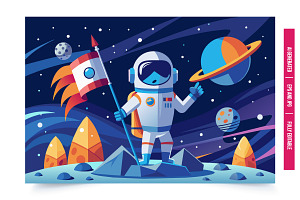 Astronaut on an Alien Planet, an Illustration by Tanuart