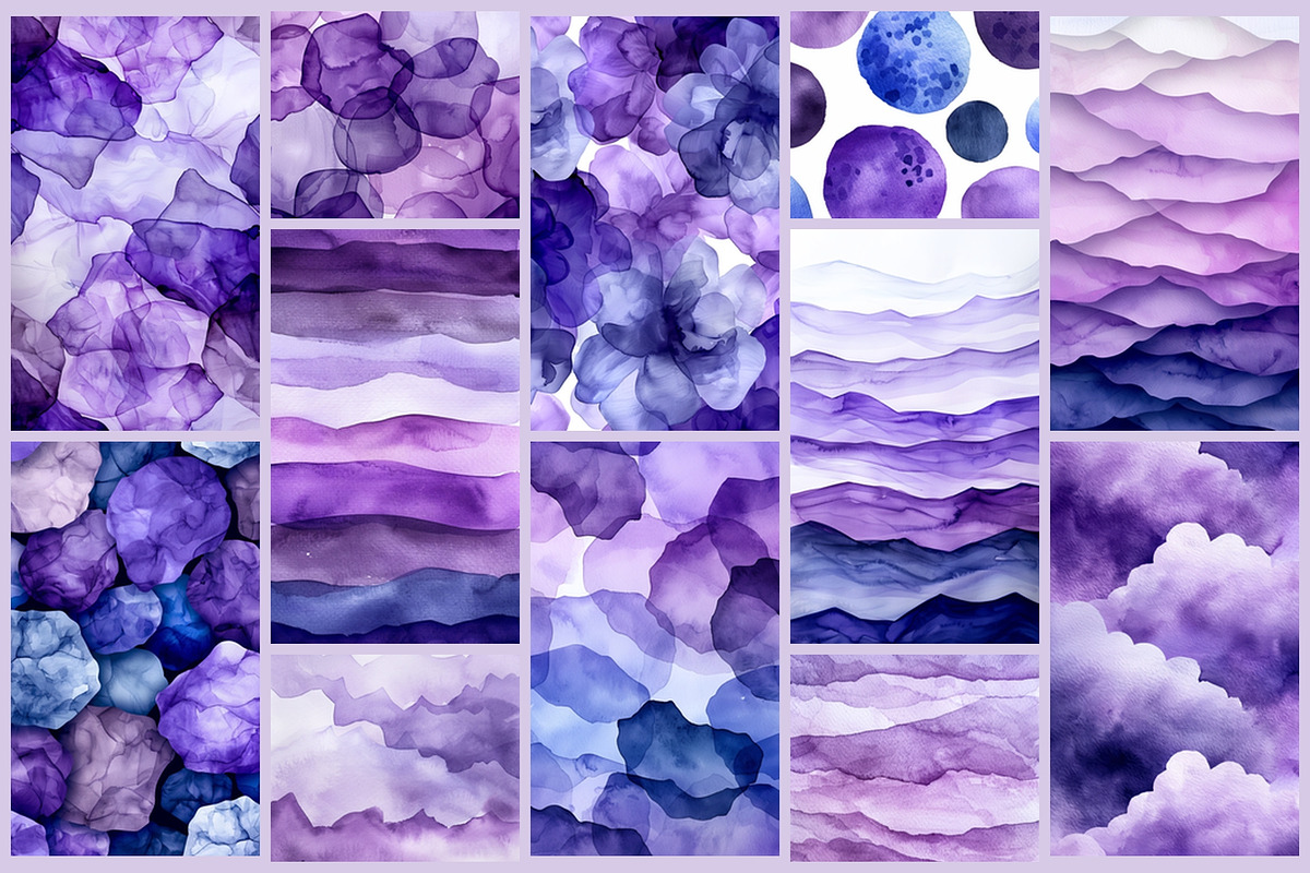 Purple & Violet Watercolor Textures, a Texture Illustration by AI Petr Creative Agency (Photo 4 of 7)