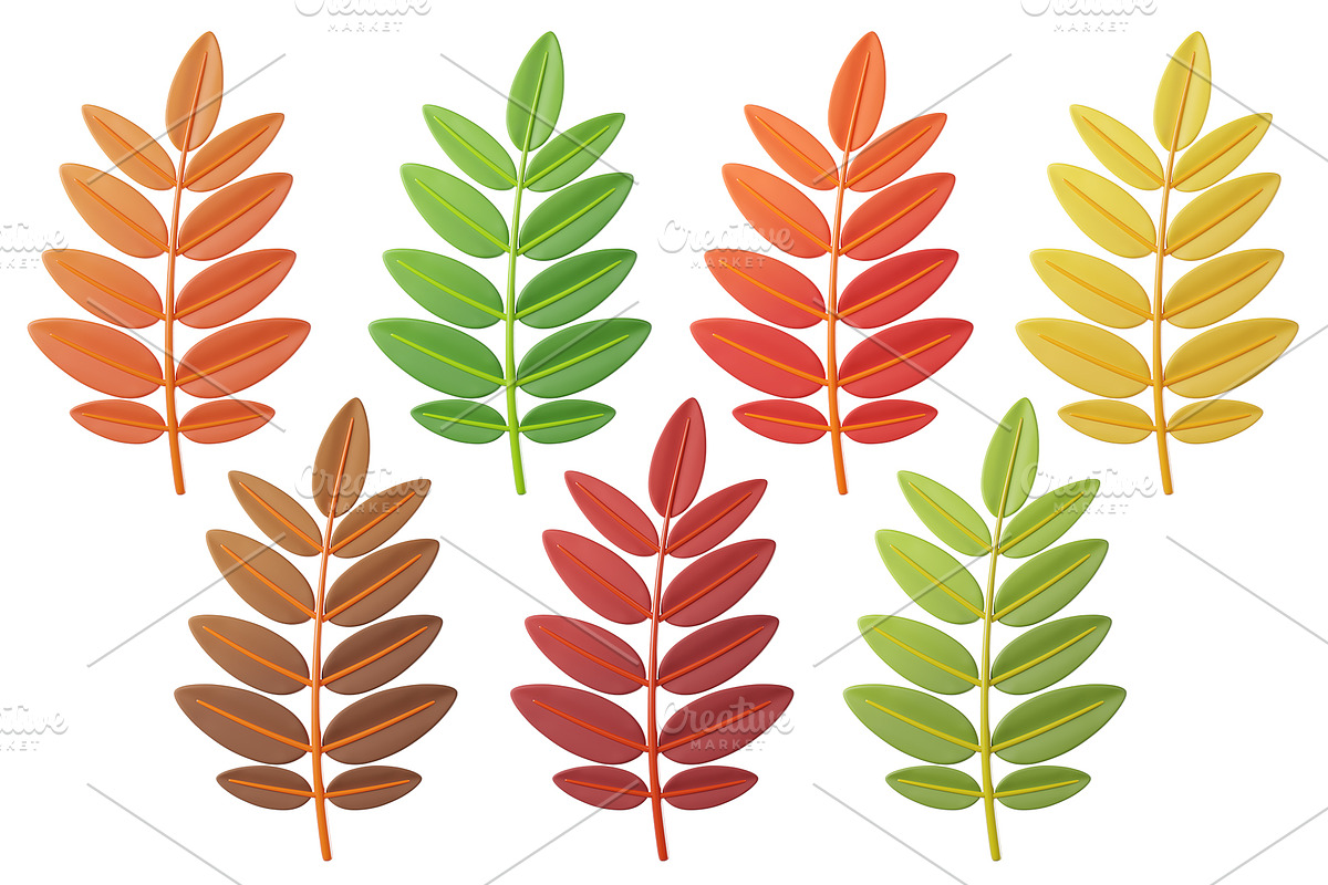 Cute 3D Autumn Leaves, a Plants & Tree 3D Model by Hannet (Photo 5 of 14)