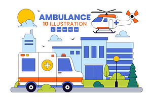 10 Ambulance Vehicle Illustration, a Healthcare Illustration by denayunebgt
