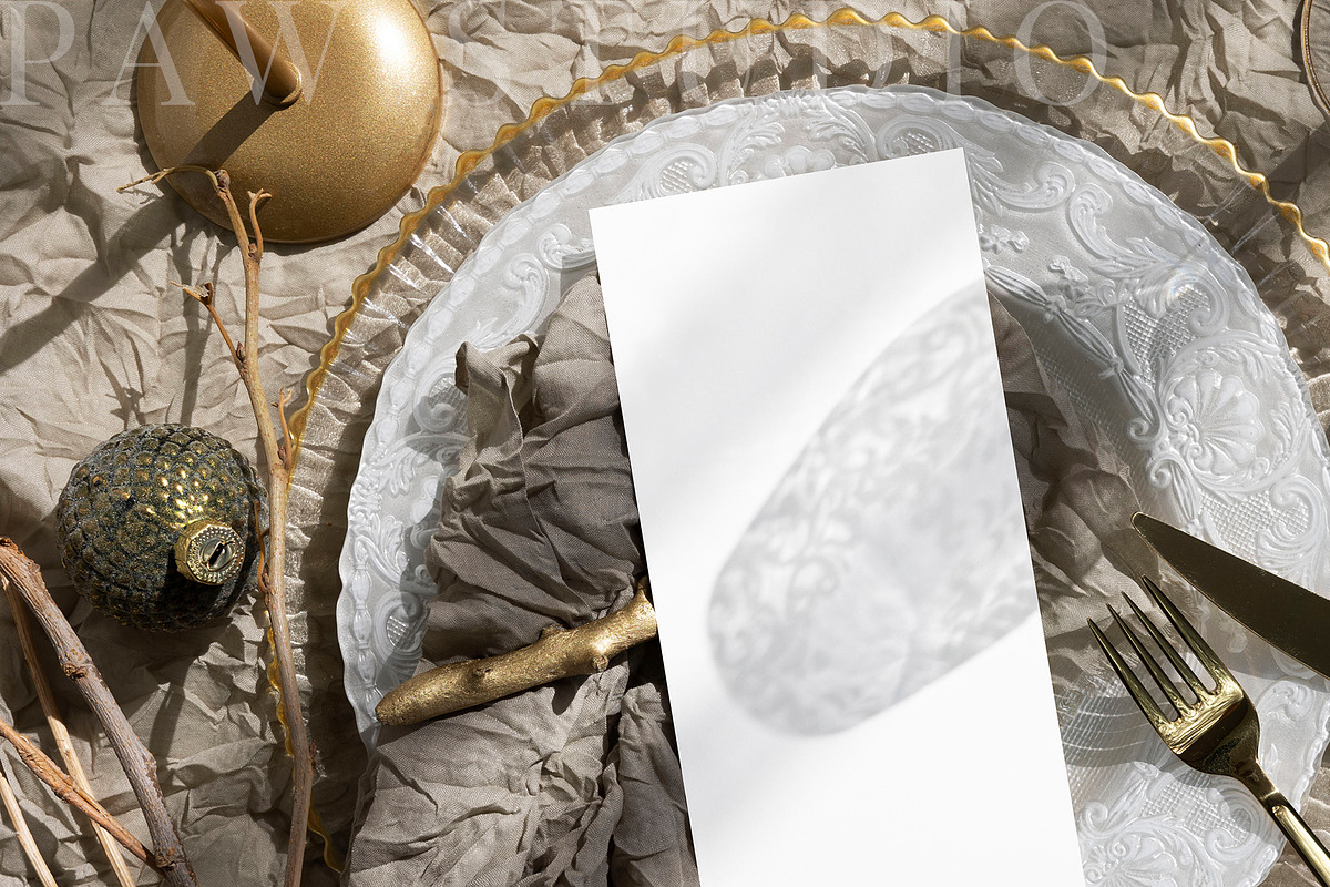 Xmas Card Mockup 4x9 Menu ch4, a Merchandise Mockup by PawMockups (Photo 4 of 10)