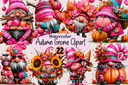 Watercolor Autumn Gnome Clipart, a Seasonal Illustration by SVGArt (Thumbnail 1 of 5)