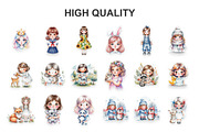 Asset Watercolor Cute Girl Child, a Decorative Illustration by Eka Design (Thumbnail 4 of 5)