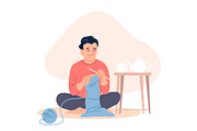 Man knitting. Male handmade hobby, a Sport Illustration by LadadikArt (Thumbnail 1 of 3)