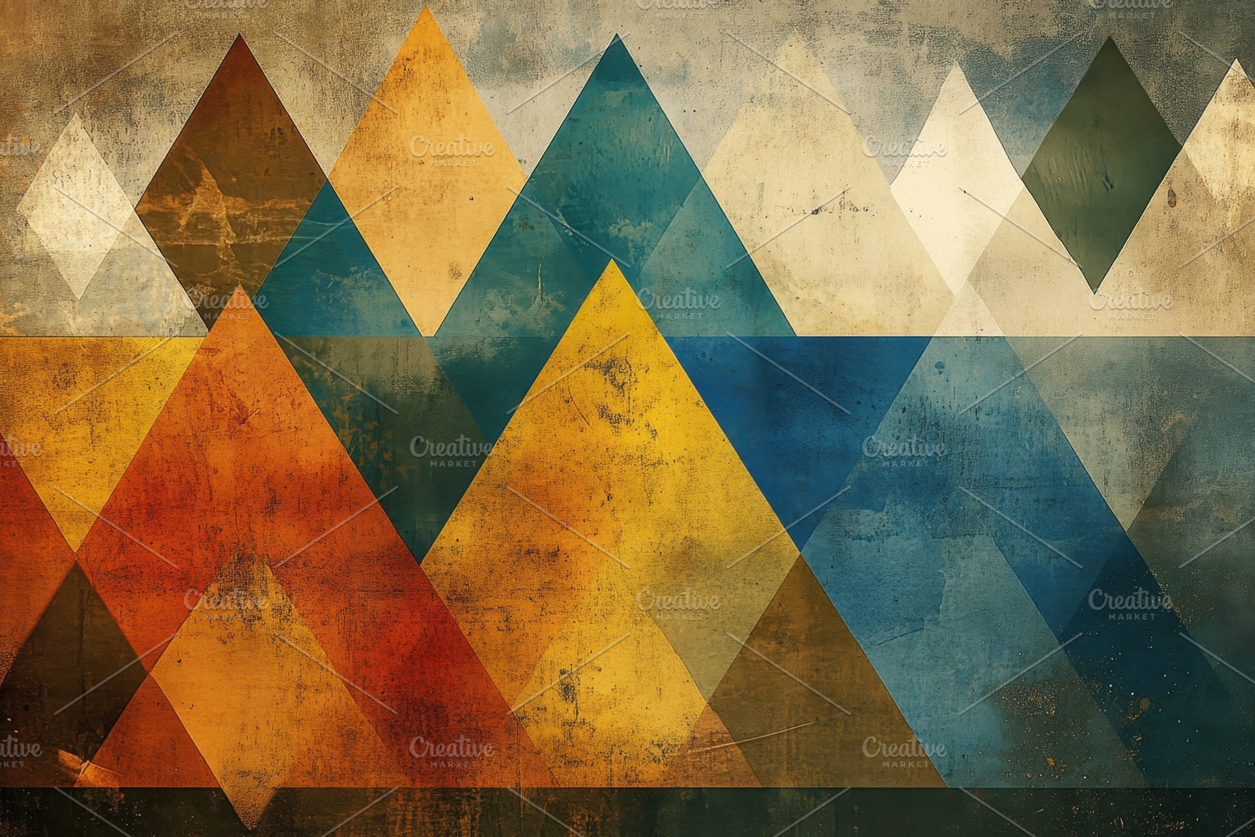 Triangle wallpaper in vintage blue, a Photo by Pavel_design
