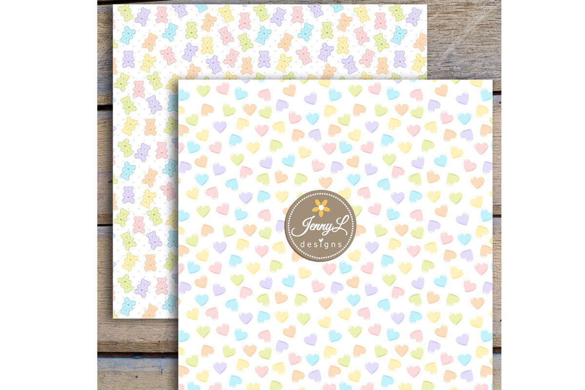 Pastel Gummy Bear Digital Papers, a Pattern Graphic by JennyL Designs (Photo 4 of 6)
