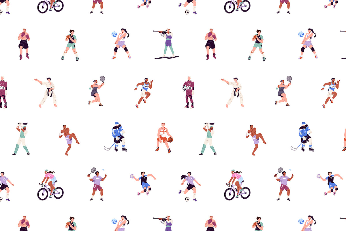 Sport athletes set, seamless pattern, a Sport Illustration by PaperTrident (Photo 12 of 12)