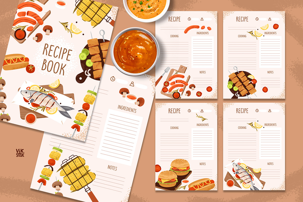 Summer BBQ Clipart + Recipe Page, a Food Illustration by vik.stock (Photo 5 of 5)