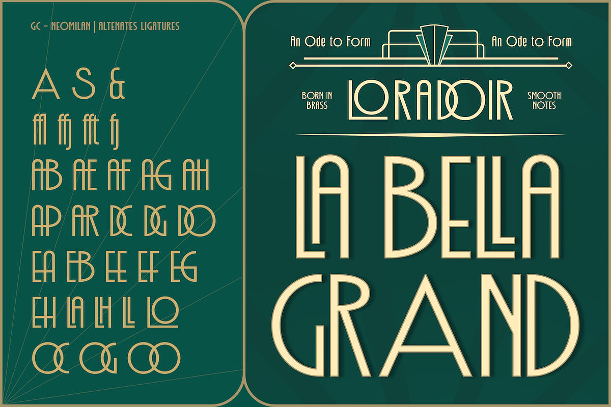 GC Neomilan - Neo Art Deco Typeface, a Sans Serif Font by Glyphonic (Photo 5 of 16)