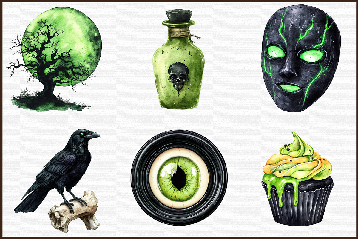 Black Green Halloween Clipart, an Illustration by Sublimation Artist (Photo 3 of 6)