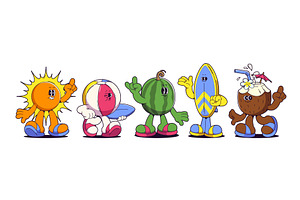 Retro summer beach cartoon, an Object Illustration by art PVP - market
