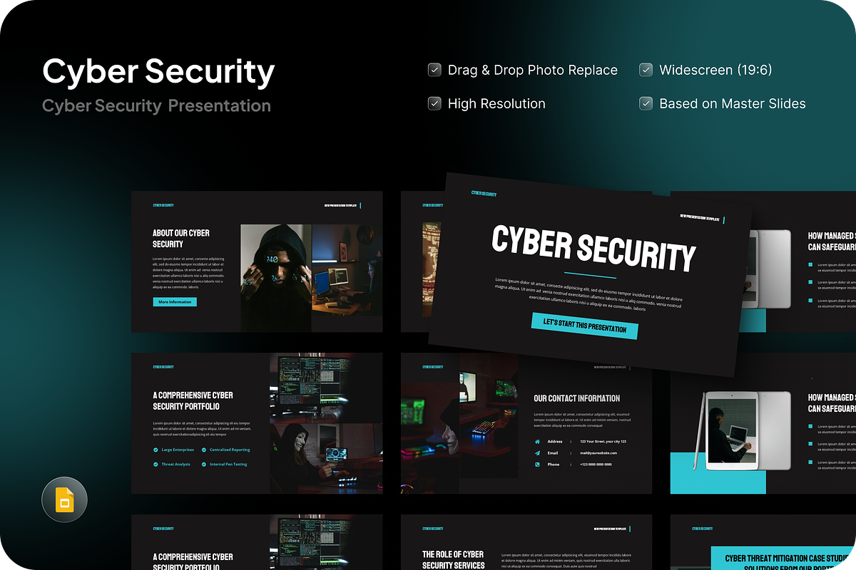 Cyber Security Solutions GoogleSlide, a Presentation Template by SquidPixey (Photo 1 of 7)