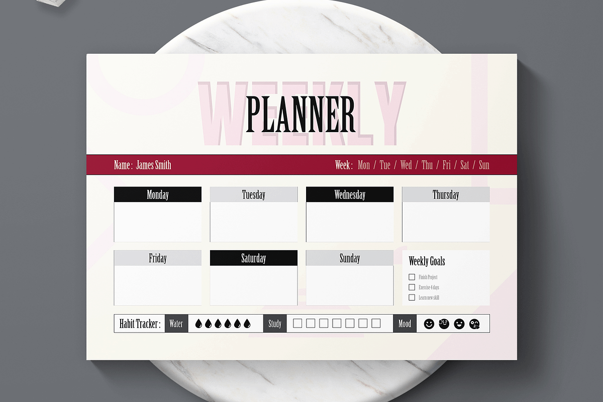 Weekly Planner Printable Template, a Stationery Template by MightyDesign (Photo 2 of 6)