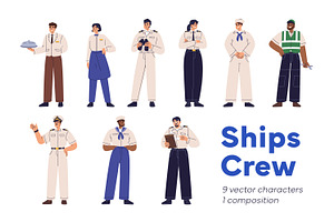 Marine team, ship's crew set, a Person Illustration by Good Studio