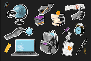 Education halftone collage. Students, an Education Illustration by Stock-Smart-Start