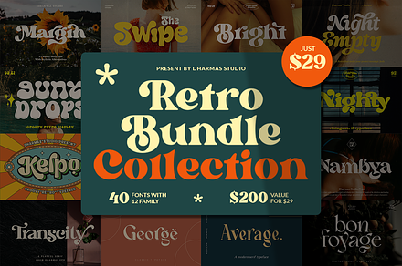 The Retro Font Bundle - 90% OFF