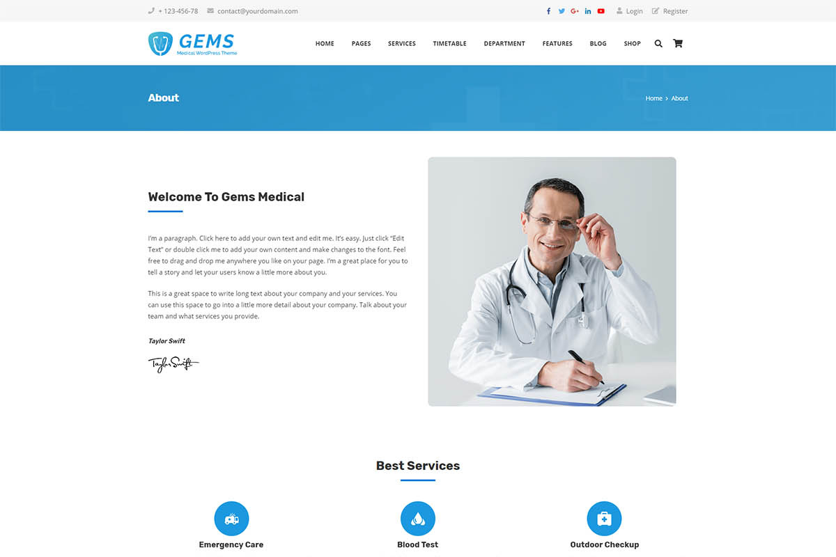 Gems - Medical & Business WordPress, a WordPress Template by Cherry Wordpress Theme (Photo 3 of 8)