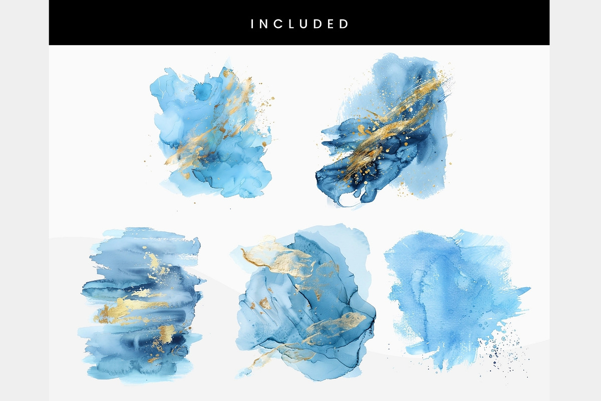 Blue and Gold Watercolor Texture, a Texture Illustration by ClipCraft (Photo 4 of 8)
