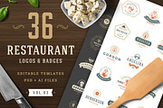 36 Restaurant Logos and Badges, a Branding & Logo Template by Vasya Kobelev (Thumbnail 1 of 18)