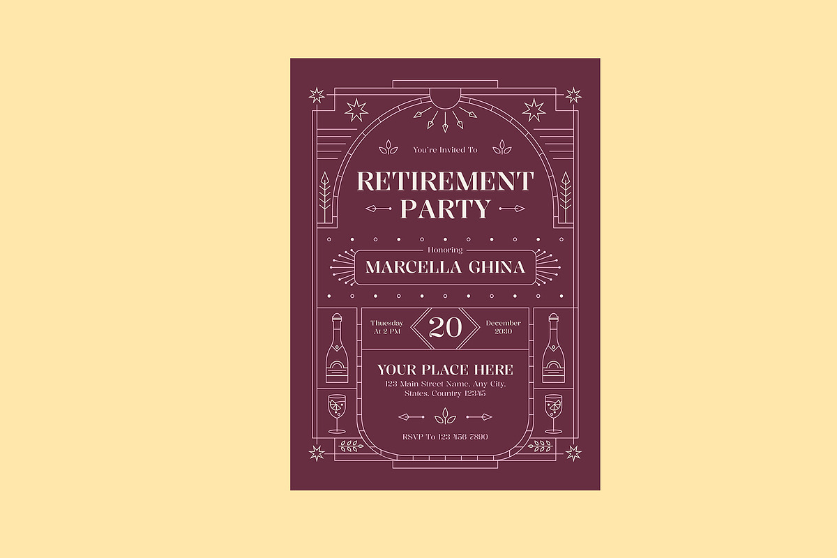 Retirement Party Invitation Art Deco, a Card Template by Neermana (Photo 2 of 4)