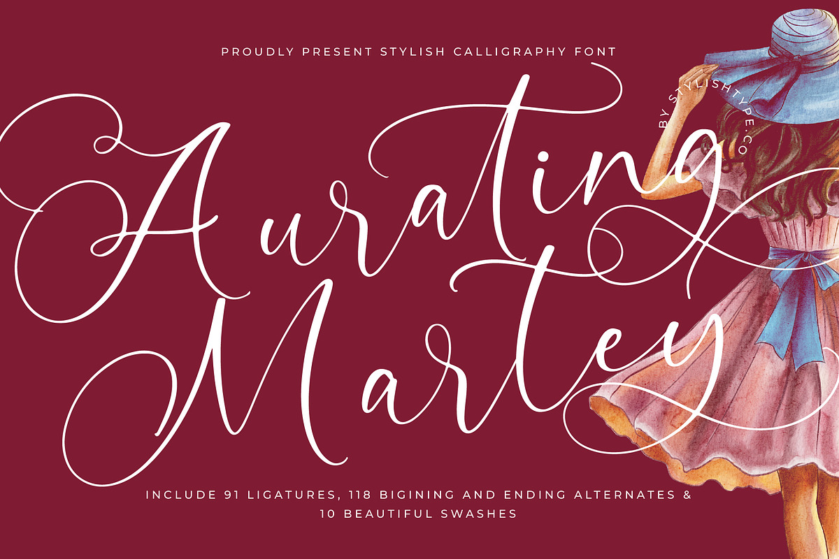 Aurating Martey Stylish Calligraphy, a Script Font by stylishtype.co (Photo 1 of 20)