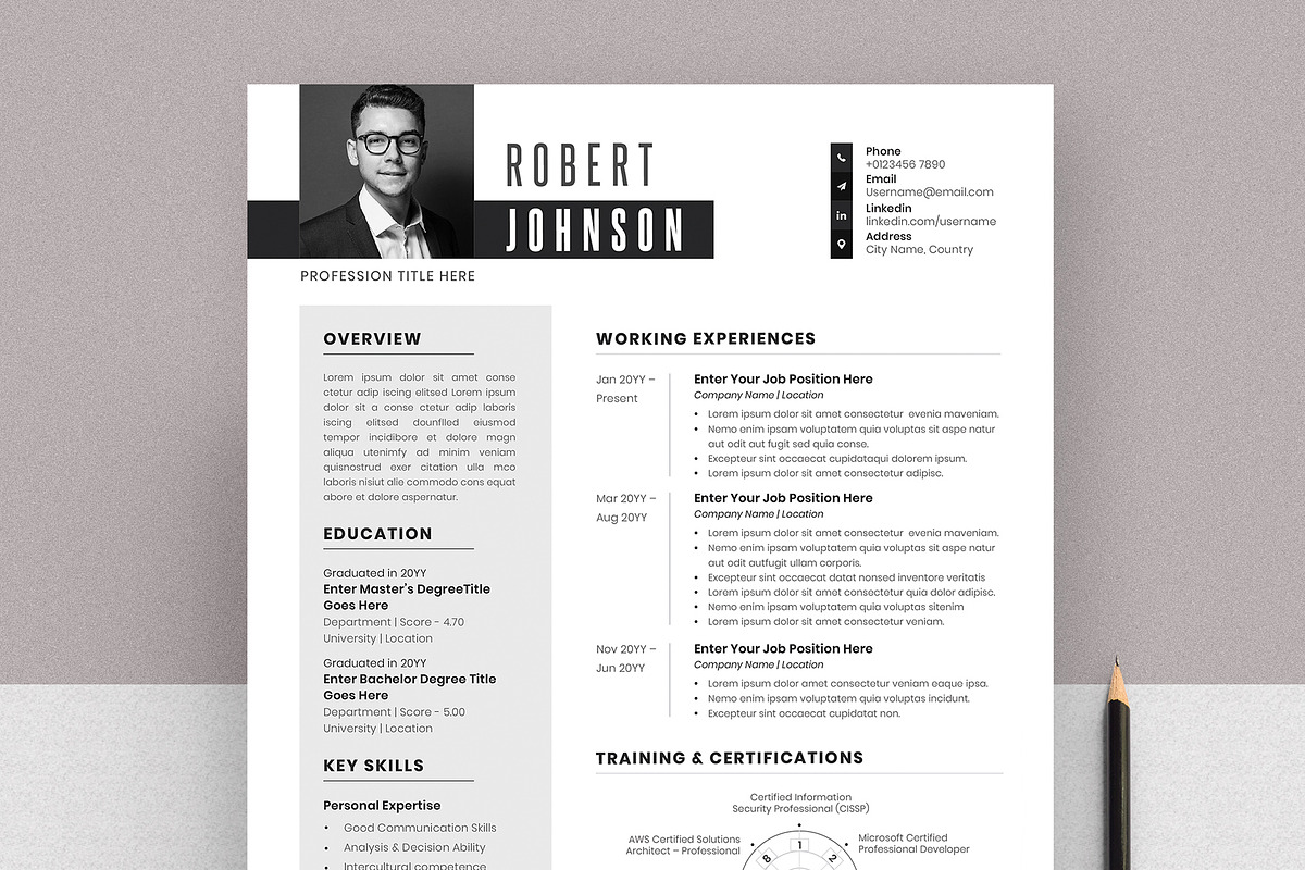 Clean Resume Cv Template Word Pages, a Resume Template by Tbunny (Photo 5 of 7)