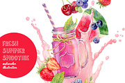 Smoothie in mason jar, a Food Illustration by Natasha Koltsova (Thumbnail 1 of 2)