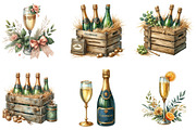 Watercolor Vintage Champagne Clipart, an Illustration by DreamArtGraphic (Thumbnail 2 of 4)