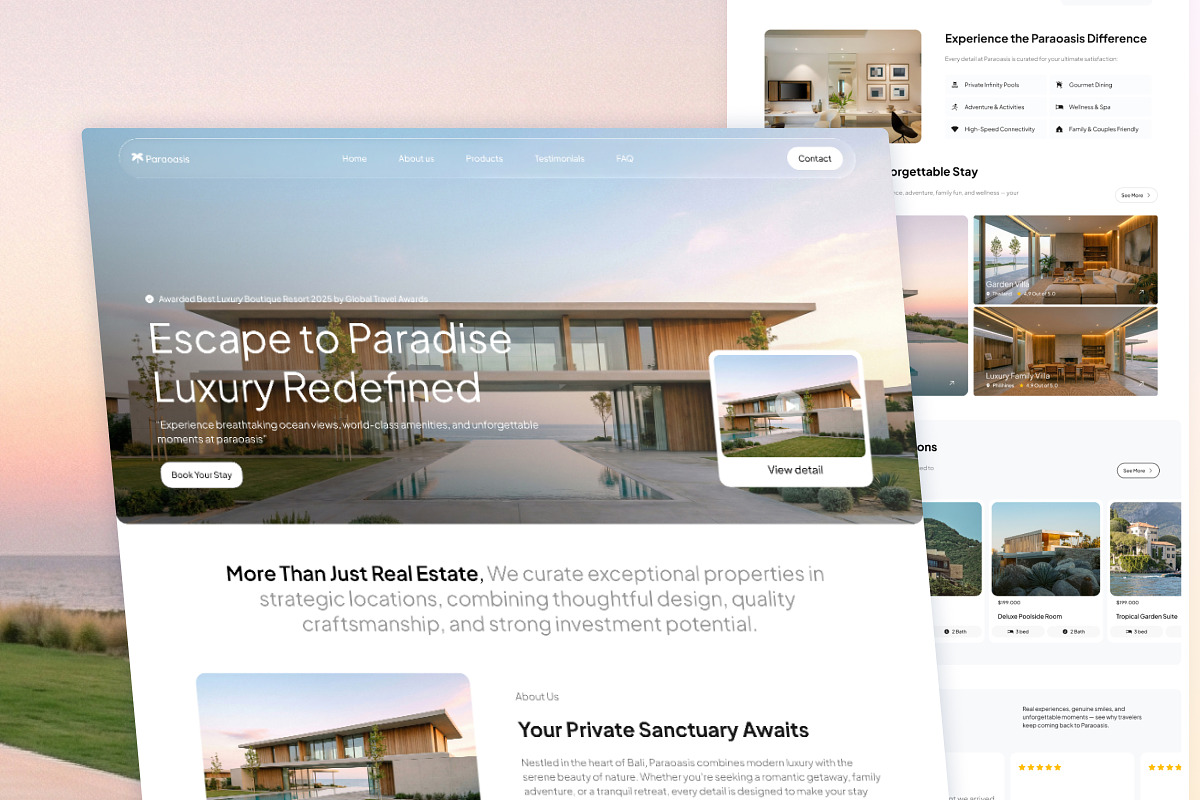 Paraoasis - Resort Landing Page, a Landing Page Template by Font Kingdom (Photo 2 of 5)