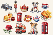 Hello London Watercolor Clipart, an Illustration by NadiaTheronArt (Thumbnail 2 of 5)
