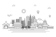 Japan line art skyline, a Work Illustration by LisaKolbasa (Thumbnail 2 of 3)