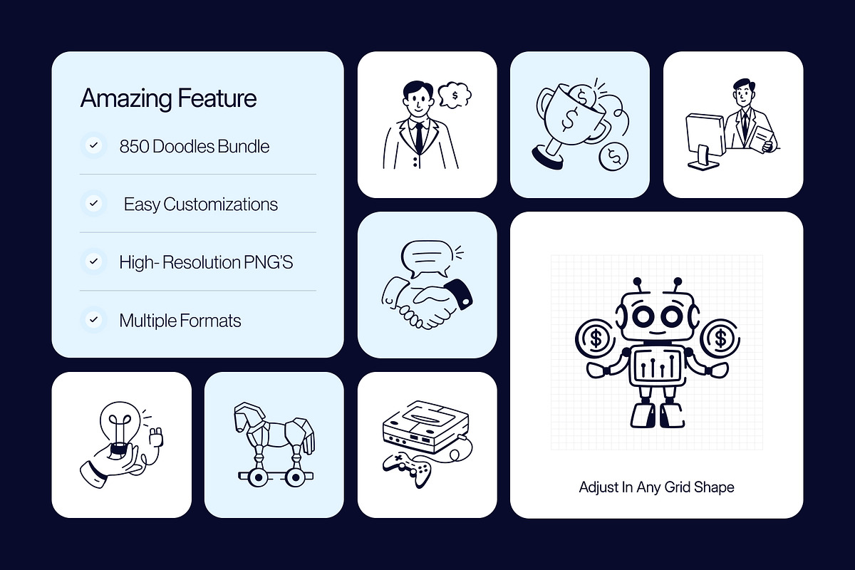 850 Business and Tech Doodle Icons, an Outline Icon by Vectors Market (Photo 2 of 19)
